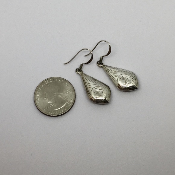 Sterling Silver Etched Earrings - Picture 5 of 5